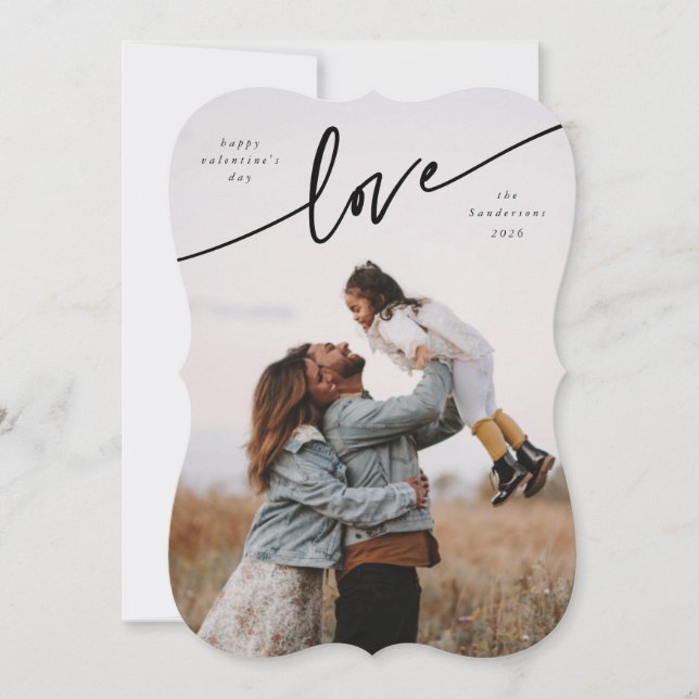 Elegant 'Love' Valentines Day Flat Photo Card  (Front)