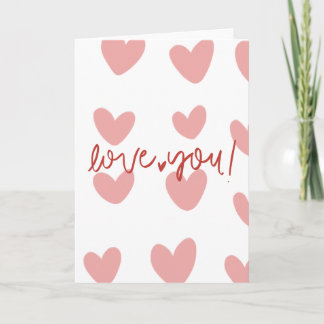 Elegant "Love You" Pink Hearts Greeting Card – Val