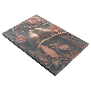 Elegant Lovebirds in Bronze 4K Detailed 3D Digital Gallery Wrap