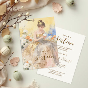 Elegant & Lovely Floral Sweet Sixteen Birthday Invitation