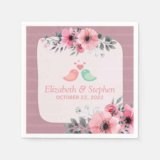 Elegant Lovely Watercolor Floral Wedding Shower Napkins (Front)