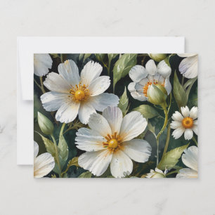 Elegant Lovely White Flowers Watercolor Chic Postcard