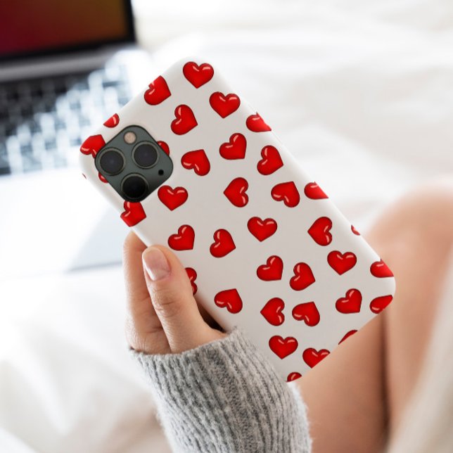 Elegant lovers Red heart pattern on classy white  Case-Mate iPhone Case (Creator Uploaded)