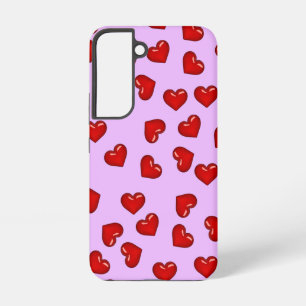 Elegant lovers Red heart pattern on lite purple Samsung Galaxy S22 Case