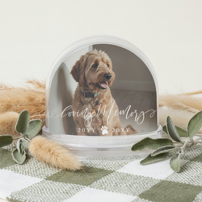 Elegant Loving Memory Dog Pet Name Photo Memorial Snow Globe (Elegant Loving Memory Dog Pet Name Photo Memorial Snow Globe)