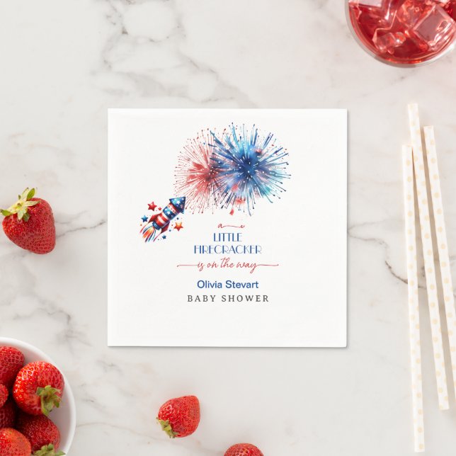 Elegant Lttle firecracker 4th July Baby Shower Napkins (Insitu)