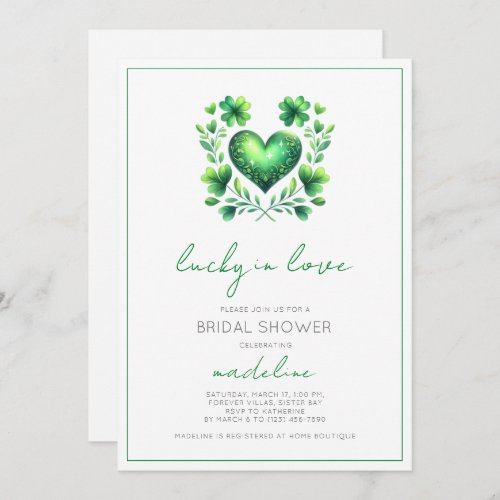 Elegant Lucky in Love Bridal Shower Invitation