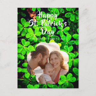 Elegant Lucky Shamrock Photo St. Patrick's Day Holiday Postcard