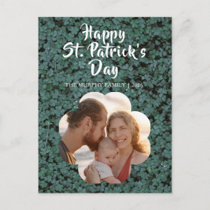 Elegant Lucky Shamrock Photo St. Patrick's Day Holiday Postcard