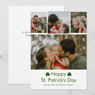 Elegant lucky shamrock st. Patrick's Day 4 Photo Holiday Card