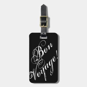 Elegant luggage tag with text Bon Voyage!