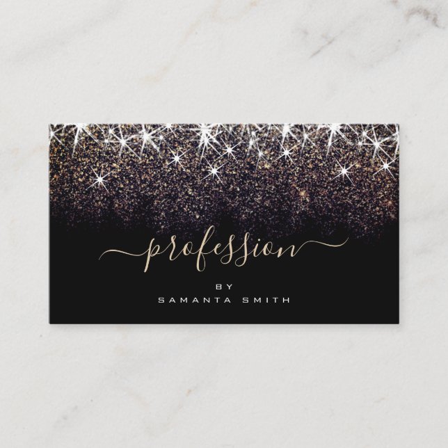 Elegant Luminous Dark Gold Glitter Professional Business Card (Front)