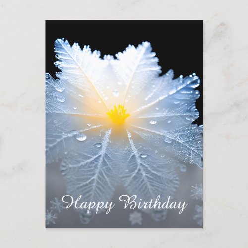 Elegant Luminous Frozen Flower Birthday Postcard