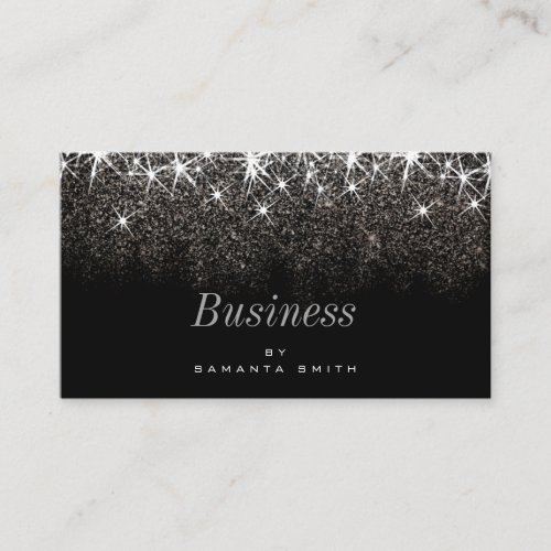 Elegant Luminous Platinum Silver Glitter Trendy Business Card
