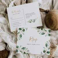 Elegant Lush Eucalyptus Greenery Rsvp Postcard