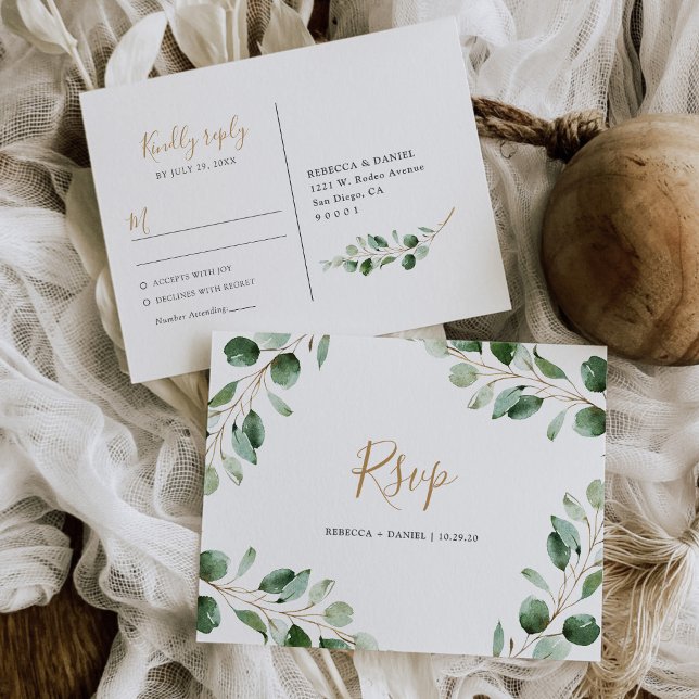 Elegant Lush Eucalyptus Greenery Rsvp Postcard (Creator Uploaded)
