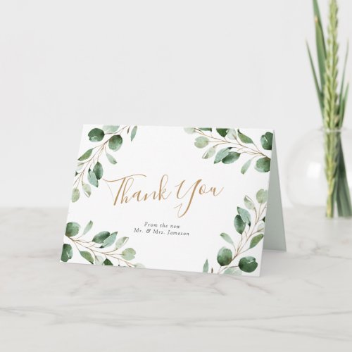 Elegant Lush Eucalyptus Greenery Wedding Thank You Card