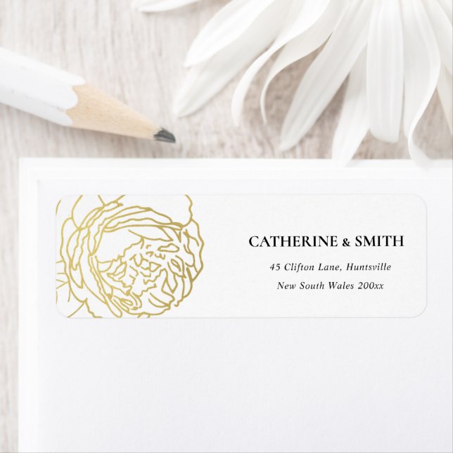 ELEGANT LUX FAUX GOLD ROSE FLORAL ADDRESS LABEL (Insitu)