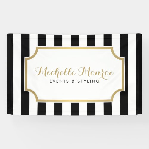 Elegant Luxe Bold Black and White Stripes Banner