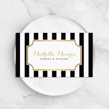 Elegant Luxe Bold Black And White Stripes Business Card by 1201am at Zazzle