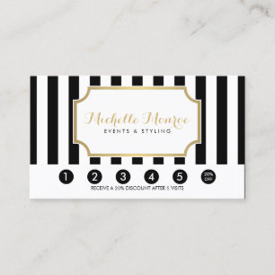 Elegant Luxe Bold Black and White Stripes Loyalty Card