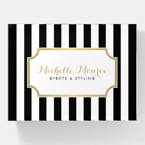Elegant Luxe Bold Black and White Stripes Paperweight