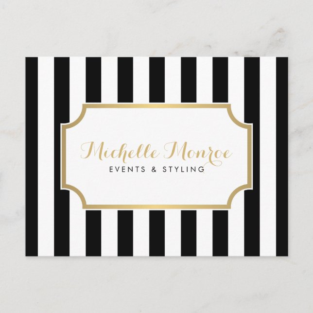 Elegant Luxe Bold Black and White Stripes Postcard (Front)