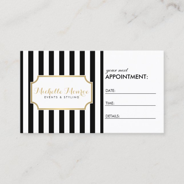Elegant Luxe Bold Stripes Appointment Card (Front)