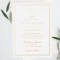 Elegant Luxe Gold Calligraphy Modern Wedding   Foi Foil Invitation