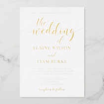Elegant Luxe Gold Calligraphy Modern Wedding   Foil Invitation