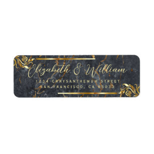 Elegant luxe Gold Frame & Marble Return Address Label