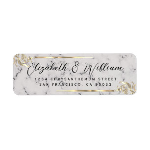 Elegant luxe Gold Frame & Marble Return Address Label