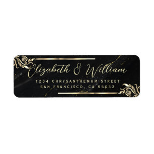 Elegant luxe Gold Frame & Marble Return Address Label