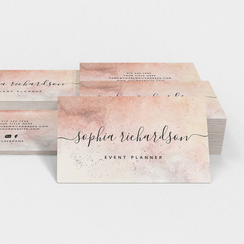 Elegant Luxe Natural Auburn Earth Tones and Script Business Card