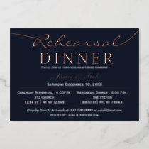 Elegant Luxe Navy Rose Gold Rehearsal Dinner  Foil Foil Invitation