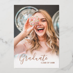 Elegant Luxe Photo Rose Gold Graduate  Foil Invita Invitation