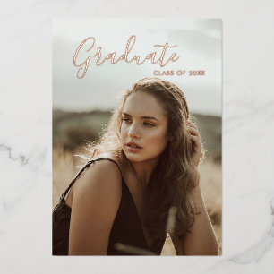 Elegant Luxe Photo Rose Gold Graduate Foil Invitat Invitation