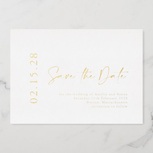 Elegant Luxe Real Gold Foil Save the Date Foil Foil Invitation