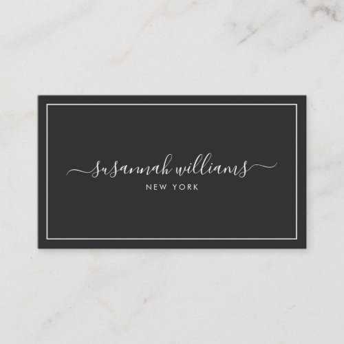 Elegant Luxe Script Calligraphy Chic Black Ivory Business Card