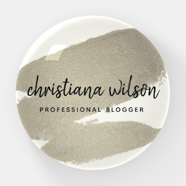 ELEGANT LUXE SILVER FOIL BRUSH STROKE CALLIGRAPHY PAPERWEIGHT (Front)