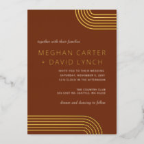 Elegant Luxe Terracotta Arched Gold Wedding  Foil  Foil Invitation