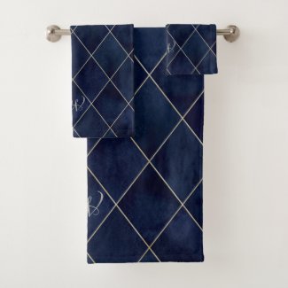 Elegant Luxurious Argyle Royal Blue Beige Gold