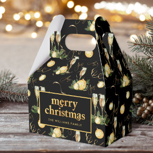 Elegant Luxurious Christmas Party Black Gold Favor Boxes