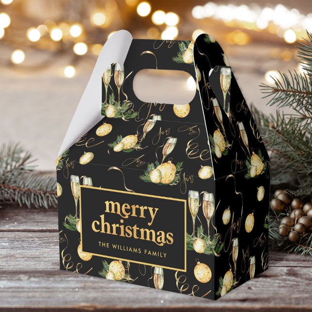 Elegant Luxurious Christmas Party Black Gold Favor Boxes (Creator Uploaded)