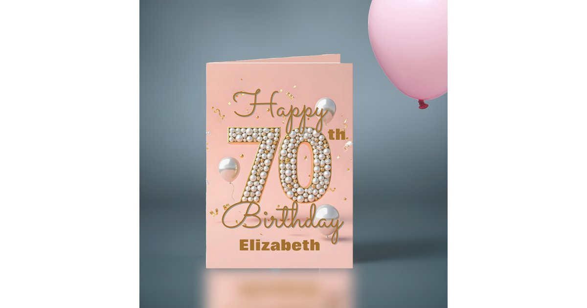 Elegant Luxurious Gold and Soft Pink 70th Birthday Card | Zazzle