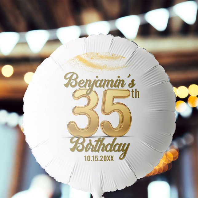 Elegant Luxurious Gold Confetti 35th Birthday Balloon (Creator Uploaded)