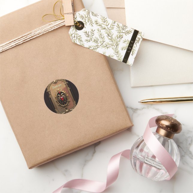 Elegant luxurious heart emblem.  classic round sticker (Gifting)