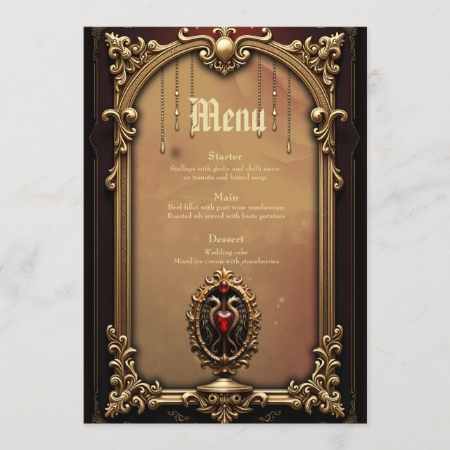 Elegant luxurious heart emblem. menu (Front)