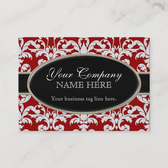 Elegant Luxurious Modern Damask Swirl Floral Style Business Card (Front)