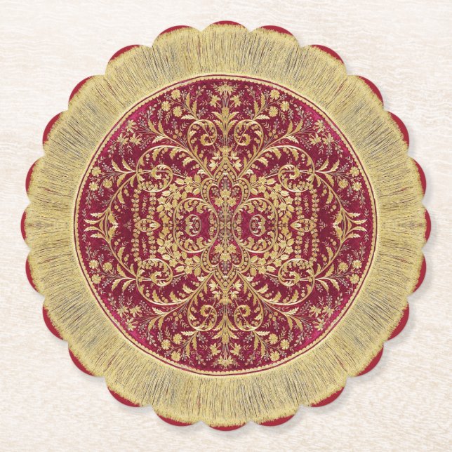 Elegant Luxurious Paper Coasters scalloped shape (Front)